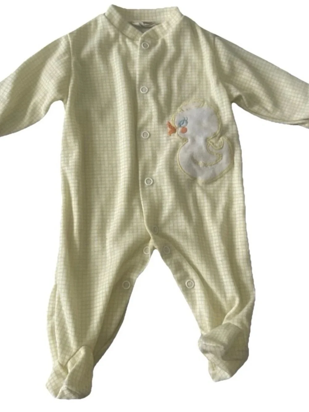 Vintage Kids Exchange Yellow Footie Pajamas Duck Size 0-3 Months Up To 12 Pounds